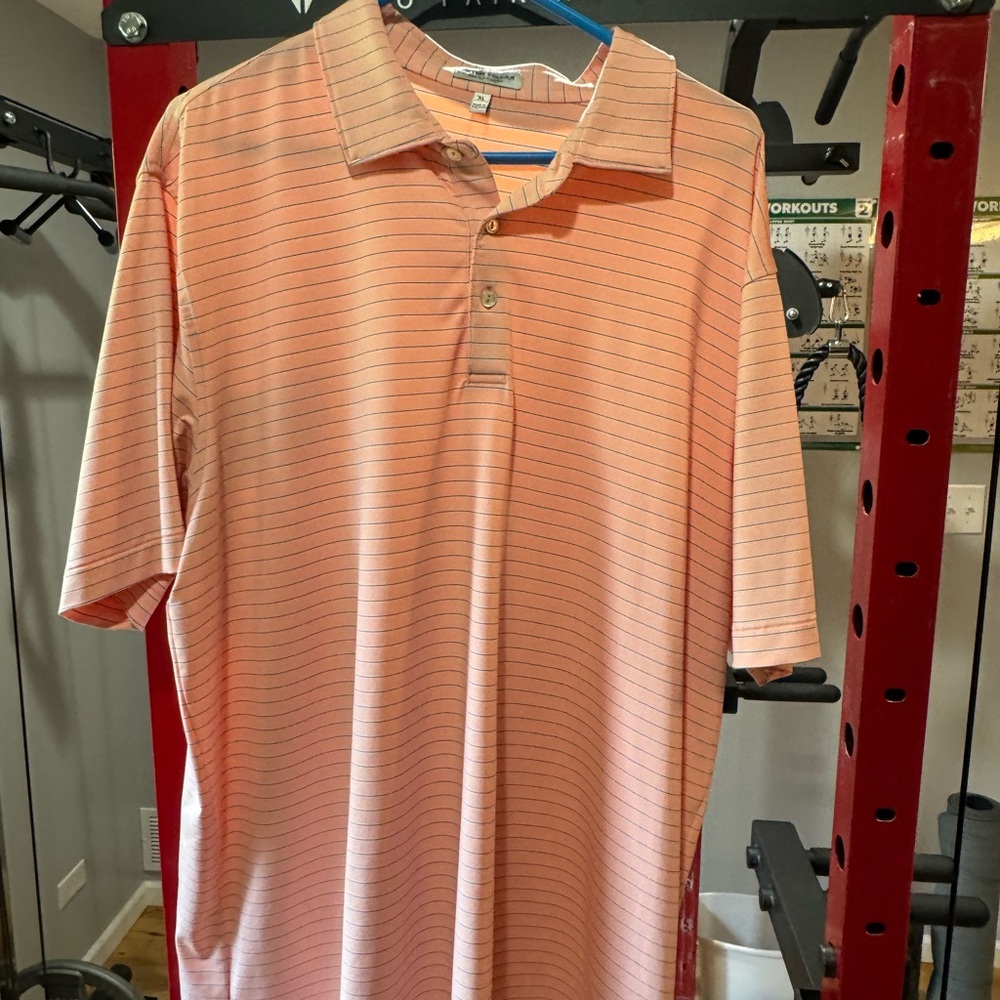Peter Millar Pink Polo Shirt with Subtle Stripes